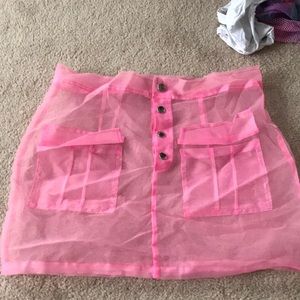 See through pink mini festival/rave skirt